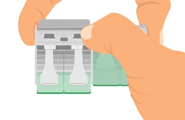Step 6: Release the click-lock: used needles drop into the sharps bin